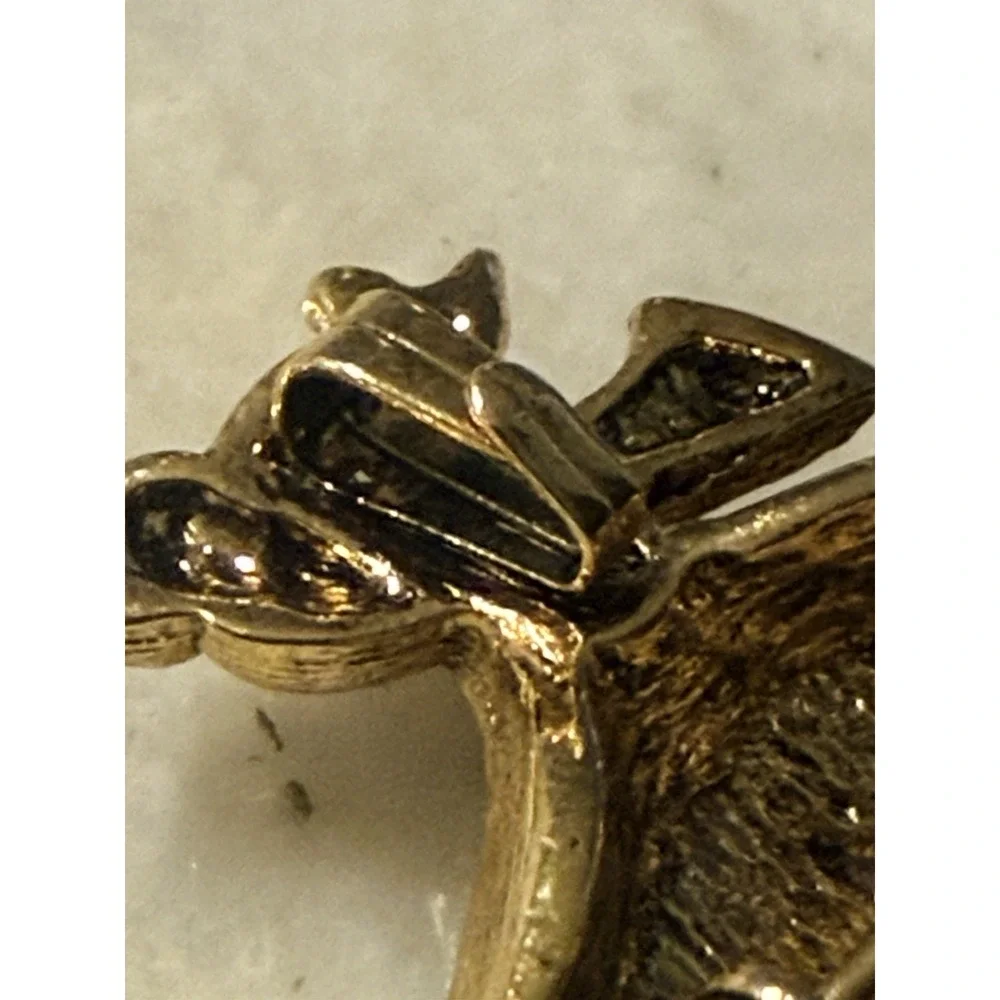 Liz Claiborne Coo Coo Clock Birdhouse Brooch or Pendant Gold Tone Crystal Drop